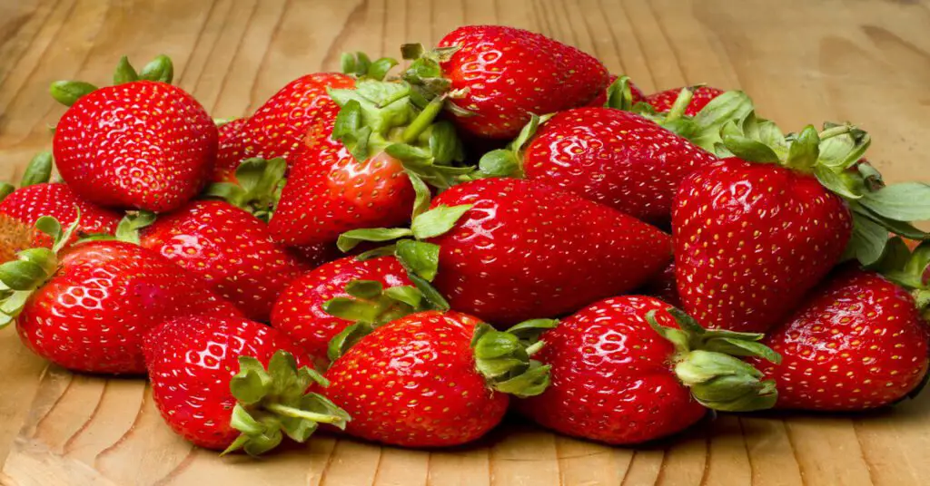 Fresh grown strawberries sitting on counter