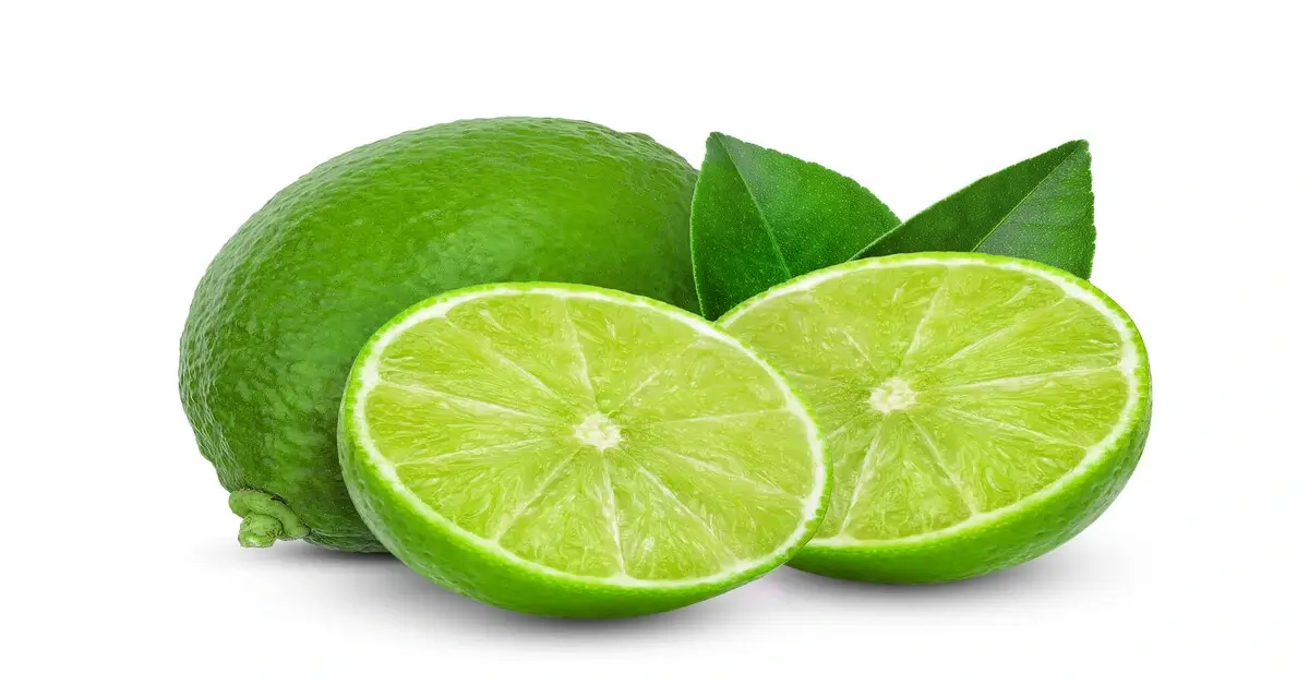 A green lemon vs lime with white background.