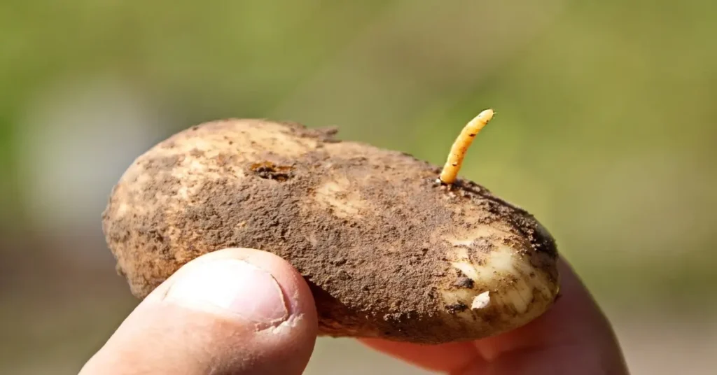 Wireworm creating holes in potatoes.