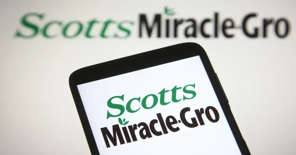 Scotts miracle-gro logo on mobile phone screen.