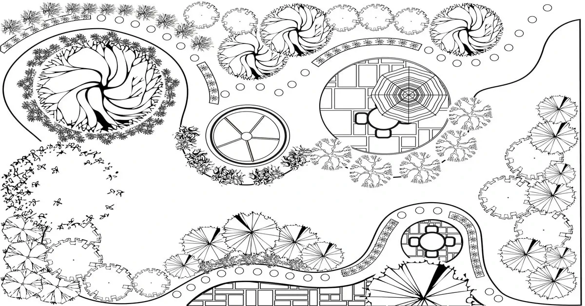 Drawing the layout of a sustainable garden before starting.